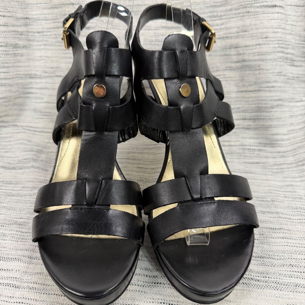 Marc Fisher Black Leather Vachella Sandal Size 8 Strappy Stiletto Ankle Strap - Picture 2 of 10